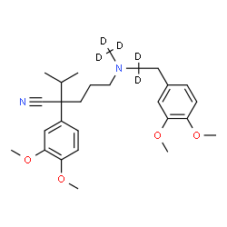 ChemSpider 2D Image | 2-(3,4-Dimethoxyphenyl)-5-{[2-(3,4-dimethoxyphenyl)(1,1-~2~H_2_)ethyl][(~2~H_3_)methyl]amino}-2-isopropylpentanenitrile | C27H33D5N2O4