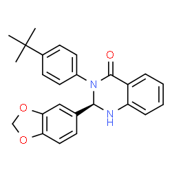 ChemSpider 2D Image | (2R)-2-(1,3-Benzodioxol-5-yl)-3-[4-(2-methyl-2-propanyl)phenyl]-2,3-dihydro-4(1H)-quinazolinone | C25H24N2O3