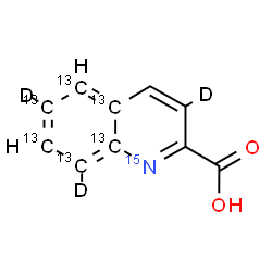 ChemSpider 2D Image | 2-(4a,5,6,7,8,8a-~13~C_6_,3,6,8-~2~H_3_,~15~N)Quinolinecarboxylic acid | C413C6H4D315NO2