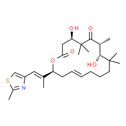 ChemSpider 2D Image | (4R,7R,8R,13E,16S)-4,8-Dihydroxy-5,5,7,9,9-pentamethyl-16-[(1E)-1-(2-methyl-1,3-thiazol-4-yl)-1-propen-2-yl]oxacyclohexadec-13-ene-2,6-dione | C27H41NO5S
