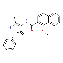ChemSpider 2D Image | N-(1,5-Dimethyl-3-oxo-2-phenyl-2,3-dihydro-1H-pyrazol-4-yl)-1-methoxy-2-naphthamide | C23H21N3O3