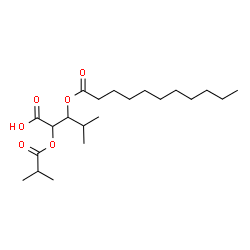 ChemSpider 2D Image | 2-(Isobutyryloxy)-4-methyl-3-(undecanoyloxy)pentanoic acid (non-preferred name) | C21H38O6
