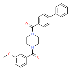 ChemSpider 2D Image | 4-Biphenylyl[4-(3-methoxybenzoyl)-1-piperazinyl]methanone | C25H24N2O3