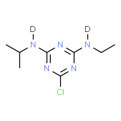 ChemSpider 2D Image | 6-Chloro-N-ethyl-N'-isopropyl-1,3,5-triazine-2,4-(~2~H_2_)diamine | C8H12D2ClN5