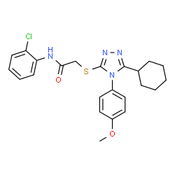 ChemSpider 2D Image | N-(2-Chlorophenyl)-2-{[5-cyclohexyl-4-(4-methoxyphenyl)-4H-1,2,4-triazol-3-yl]sulfanyl}acetamide | C23H25ClN4O2S