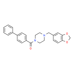ChemSpider 2D Image | [4-(1,3-Benzodioxol-5-ylmethyl)-1-piperazinyl](4-biphenylyl)methanone | C25H24N2O3
