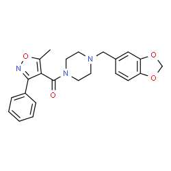 ChemSpider 2D Image | [4-(1,3-benzodioxol-5-ylmethyl)piperazino](5-methyl-3-phenyl-4-isoxazolyl)methanone | C23H23N3O4