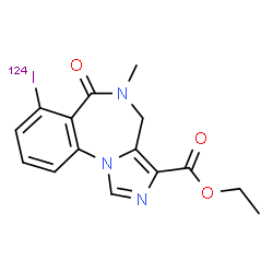 ChemSpider 2D Image | Ethyl 7-(~124~I)iodo-5-methyl-6-oxo-5,6-dihydro-4H-imidazo[1,5-a][1,4]benzodiazepine-3-carboxylate | C15H14124IN3O3