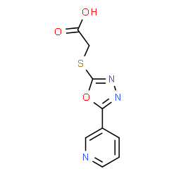 ChemSpider 2D Image | {[5-(3-Pyridinyl)-1,3,4-oxadiazol-2-yl]sulfanyl}acetic acid | C9H7N3O3S