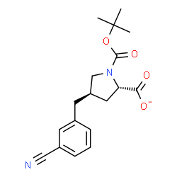 ChemSpider 2D Image | (2S,4R)-4-(3-Cyanobenzyl)-1-{[(2-methyl-2-propanyl)oxy]carbonyl}-2-pyrrolidinecarboxylate | C18H21N2O4