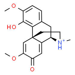 ChemSpider 2D Image | (17S)-4-Hydroxy-3,6-dimethoxy-17-methyl-7-oxo-5,6,8,14-tetradehydromorphinan-17-ium | C19H22NO4