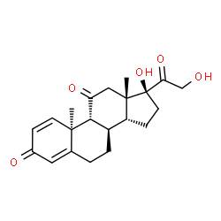 ChemSpider 2D Image | (8alpha,9beta,10alpha,14beta,17alpha)-17,21-Dihydroxypregna-1,4-diene-3,11,20-trione | C21H26O5