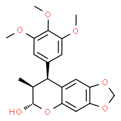 ChemSpider 2D Image | (6S,7S,8S)-7-Methyl-8-(3,4,5-trimethoxyphenyl)-7,8-dihydro-6H-[1,3]dioxolo[4,5-g]chromen-6-ol | C20H22O7