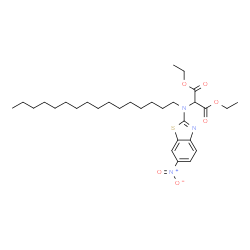 ChemSpider 2D Image | Diethyl [hexadecyl(6-nitro-1,3-benzothiazol-2-yl)amino]malonate | C30H47N3O6S