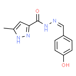 ChemSpider 2D Image | N'-[(Z)-(4-Hydroxyphenyl)methylene]-5-methyl-1H-pyrazole-3-carbohydrazide | C12H12N4O2
