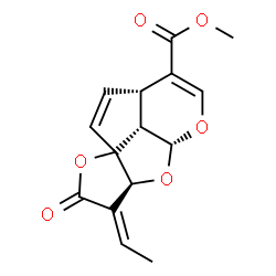 ChemSpider 2D Image | Methyl (3E,3aS,4aR,7aS,9bS)-3-ethylidene-2-oxo-3,3a,7a,9b-tetrahydro-2H,4aH-1,4,5-trioxadicyclopenta[a,hi]indene-7-carboxylate | C15H14O6