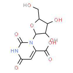 ChemSpider 2D Image | 2,6-Dioxo-3-pentofuranosyl-1,2,3,6-tetrahydro-4-pyrimidinecarboxylic acid | C10H12N2O8