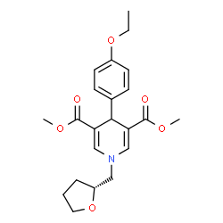 ChemSpider 2D Image | Dimethyl 4-(4-ethoxyphenyl)-1-[(2R)-tetrahydro-2-furanylmethyl]-1,4-dihydro-3,5-pyridinedicarboxylate | C22H27NO6