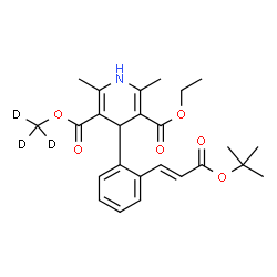 ChemSpider 2D Image | Ethyl (~2~H_3_)methyl 2,6-dimethyl-4-(2-{(1E)-3-[(2-methyl-2-propanyl)oxy]-3-oxo-1-propen-1-yl}phenyl)-1,4-dihydro-3,5-pyridinedicarboxylate | C25H28D3NO6