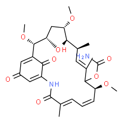 ChemSpider 2D Image | (4E,6Z,8S,10E,12S,13R,14S,16S,17R)-13-Hydroxy-8,14,17-trimethoxy-4,10,12,16-tetramethyl-3,20,22-trioxo-2-azabicyclo[16.3.1]docosa-1(21),4,6,10,18-pentaen-9-yl carbamate | C29H40N2O9