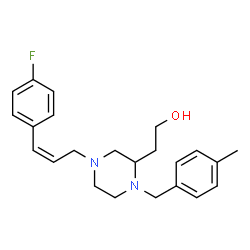 ChemSpider 2D Image | 2-{4-[(2Z)-3-(4-Fluorophenyl)-2-propen-1-yl]-1-(4-methylbenzyl)-2-piperazinyl}ethanol | C23H29FN2O