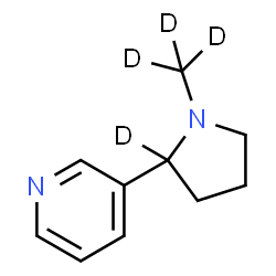 ChemSpider 2D Image | 3-[1-(~2~H_3_)Methyl(2-~2~H)-2-pyrrolidinyl]pyridine | C10H10D4N2