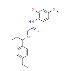 ChemSpider 2D Image | N-(2,4-Dimethoxyphenyl)-N~2~-[1-(4-ethylphenyl)-2-methylpropyl]glycinamide | C22H30N2O3