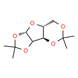 ChemSpider 2D Image | (3bR,7aR,8aS)-2,2,5,5-Tetramethyltetrahydro-3bH-[1,3]dioxolo[4,5]furo[3,2-d][1,3]dioxine (non-preferred name) | C11H18O5