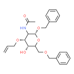 ChemSpider 2D Image | Benzyl 2-acetamido-3-O-allyl-6-O-benzyl-2-deoxy-alpha-L-erythro-hexopyranoside | C25H31NO6