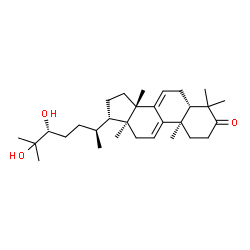 ChemSpider 2D Image | (5beta,10alpha,13alpha,14beta,17alpha,20S,24R)-24,25-Dihydroxylanosta-7,9(11)-dien-3-one | C30H48O3