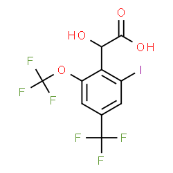ChemSpider 2D Image | Hydroxy[2-iodo-6-(trifluoromethoxy)-4-(trifluoromethyl)phenyl]acetic acid | C10H5F6IO4