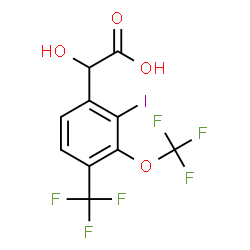 ChemSpider 2D Image | Hydroxy[2-iodo-3-(trifluoromethoxy)-4-(trifluoromethyl)phenyl]acetic acid | C10H5F6IO4