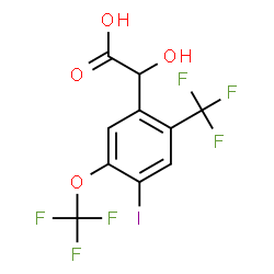 ChemSpider 2D Image | Hydroxy[4-iodo-5-(trifluoromethoxy)-2-(trifluoromethyl)phenyl]acetic acid | C10H5F6IO4