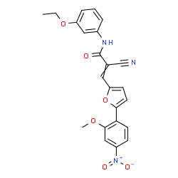 ChemSpider 2D Image | 2-Cyano-N-(3-ethoxyphenyl)-3-[5-(2-methoxy-4-nitrophenyl)-2-furyl]acrylamide | C23H19N3O6