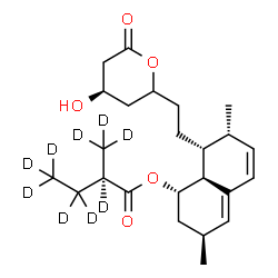 ChemSpider 2D Image | (1S,3S,7R,8R,8aS)-8-{2-[(4R)-4-Hydroxy-6-oxotetrahydro-2H-pyran-2-yl]ethyl}-3,7-dimethyl-1,2,3,7,8,8a-hexahydro-1-naphthalenyl (2R)-2-(~2~H_3_)methyl(~2~H_6_)butanoate | C24H27D9O5
