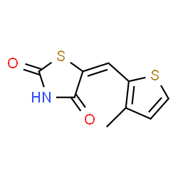 ChemSpider 2D Image | (5E)-5-[(3-Methyl-2-thienyl)methylene]-1,3-thiazolidine-2,4-dione | C9H7NO2S2