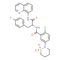 ChemSpider 2D Image | Nalpha-[2-Chloro-5-(1,1-dioxido-1,2-thiazinan-2-yl)benzoyl]-4-fluoro-N-8-quinolinylphenylalaninamide | C29H26ClFN4O4S