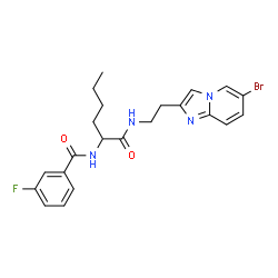 ChemSpider 2D Image | N-[2-(6-Bromoimidazo[1,2-a]pyridin-2-yl)ethyl]-N~2~-(3-fluorobenzoyl)norleucinamide | C22H24BrFN4O2