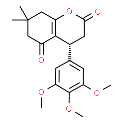 ChemSpider 2D Image | (4R)-7,7-Dimethyl-4-(3,4,5-trimethoxyphenyl)-4,6,7,8-tetrahydro-2H-chromene-2,5(3H)-dione | C20H24O6