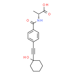 ChemSpider 2D Image | N-{4-[(1-Hydroxycyclohexyl)ethynyl]benzoyl}-D-alanine | C18H21NO4