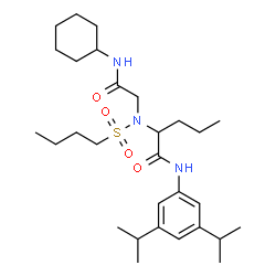 ChemSpider 2D Image | N~2~-(Butylsulfonyl)-N~2~-[2-(cyclohexylamino)-2-oxoethyl]-N-(3,5-diisopropylphenyl)norvalinamide | C29H49N3O4S
