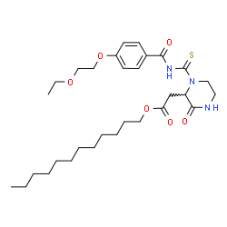 ChemSpider 2D Image | Dodecyl (1-{[4-(2-ethoxyethoxy)benzoyl]carbamothioyl}-3-oxo-2-piperazinyl)acetate | C30H47N3O6S