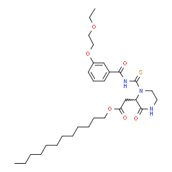 ChemSpider 2D Image | Dodecyl (1-{[3-(2-ethoxyethoxy)benzoyl]carbamothioyl}-3-oxo-2-piperazinyl)acetate | C30H47N3O6S