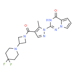 ChemSpider 2D Image | 2-(4-{[3-(4,4-Difluoro-1-piperidinyl)-1-azetidinyl]carbonyl}-5-methyl-1H-pyrazol-1-yl)pyrrolo[2,1-f][1,2,4]triazin-4(3H)-one | C19H21F2N7O2