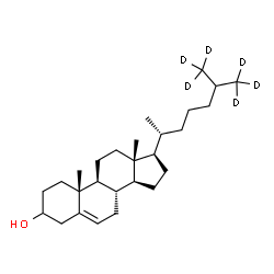 ChemSpider 2D Image | (26,26,26,27,27,27-~2~H_6_)Cholest-5-en-3-ol | C27H40D6O