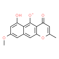 ChemSpider 2D Image | 6-Hydroxy-8-methoxy-2-methyl-4-oxo-4H-benzo[g]chromen-5-olate | C15H11O5