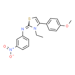 ChemSpider 2D Image | (2E)-3-Ethyl-4-(4-methoxyphenyl)-N-(3-nitrophenyl)-1,3-thiazol-2(3H)-imine | C18H17N3O3S