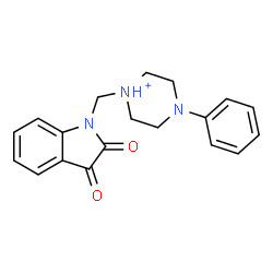 ChemSpider 2D Image | 1-[(2,3-Dioxo-2,3-dihydro-1H-indol-1-yl)methyl]-4-phenylpiperazin-1-ium | C19H20N3O2