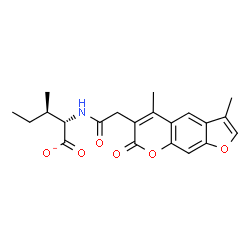ChemSpider 2D Image | (2S,3R)-2-{[(3,5-Dimethyl-7-oxo-7H-furo[3,2-g]chromen-6-yl)acetyl]amino}-3-methylpentanoate | C21H22NO6