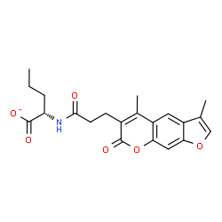 ChemSpider 2D Image | (2S)-2-{[3-(3,5-Dimethyl-7-oxo-7H-furo[3,2-g]chromen-6-yl)propanoyl]amino}pentanoate | C21H22NO6